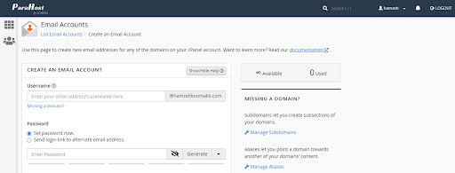 How to Create An Email Account in cPanel كتابة اسم الايميل المطلوب